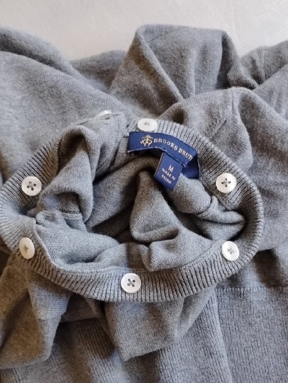 Brooks Brothers Cotton Jewel Neck Fitted Sweater M Heather Gray - Picture 4 of 9